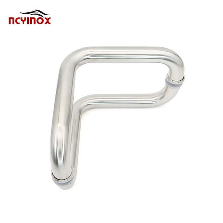 C.R. LAURENCE CRL Brushed Stainless Glass Mounted Back-to-Back Elbow Style Pull Handle